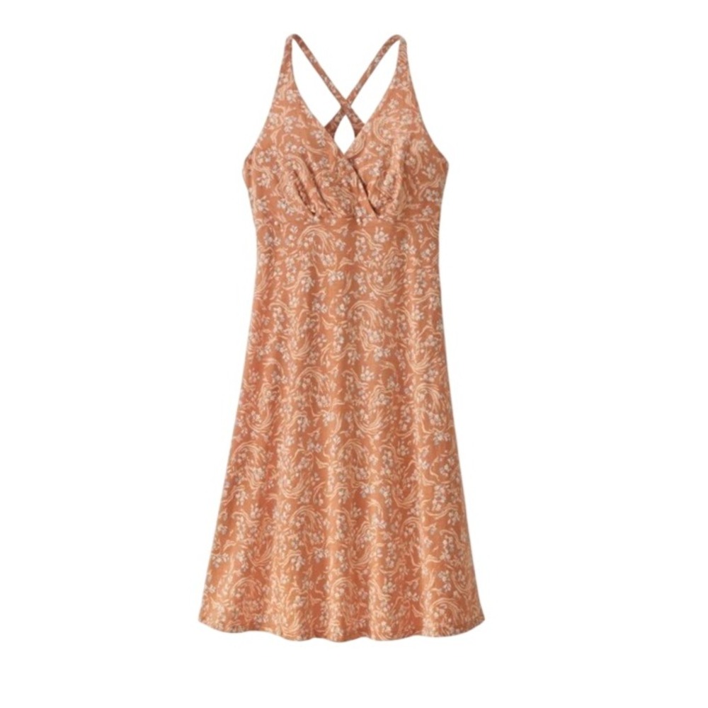 Patagonia Womens M Amber Dawn Dress in Hillside Trails Toasted Peach